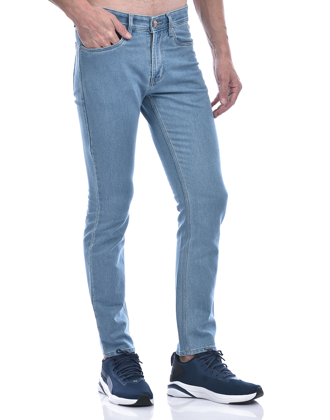 Numero Uno Men Solid Light Blue Jeans